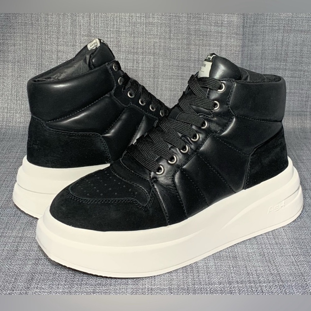 Ash Black and White High-Top Sneakers